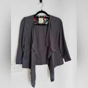 Anthropologie Elevenses Sz XS Eldora Blazer Jacket Draped Open Lightweight Gray